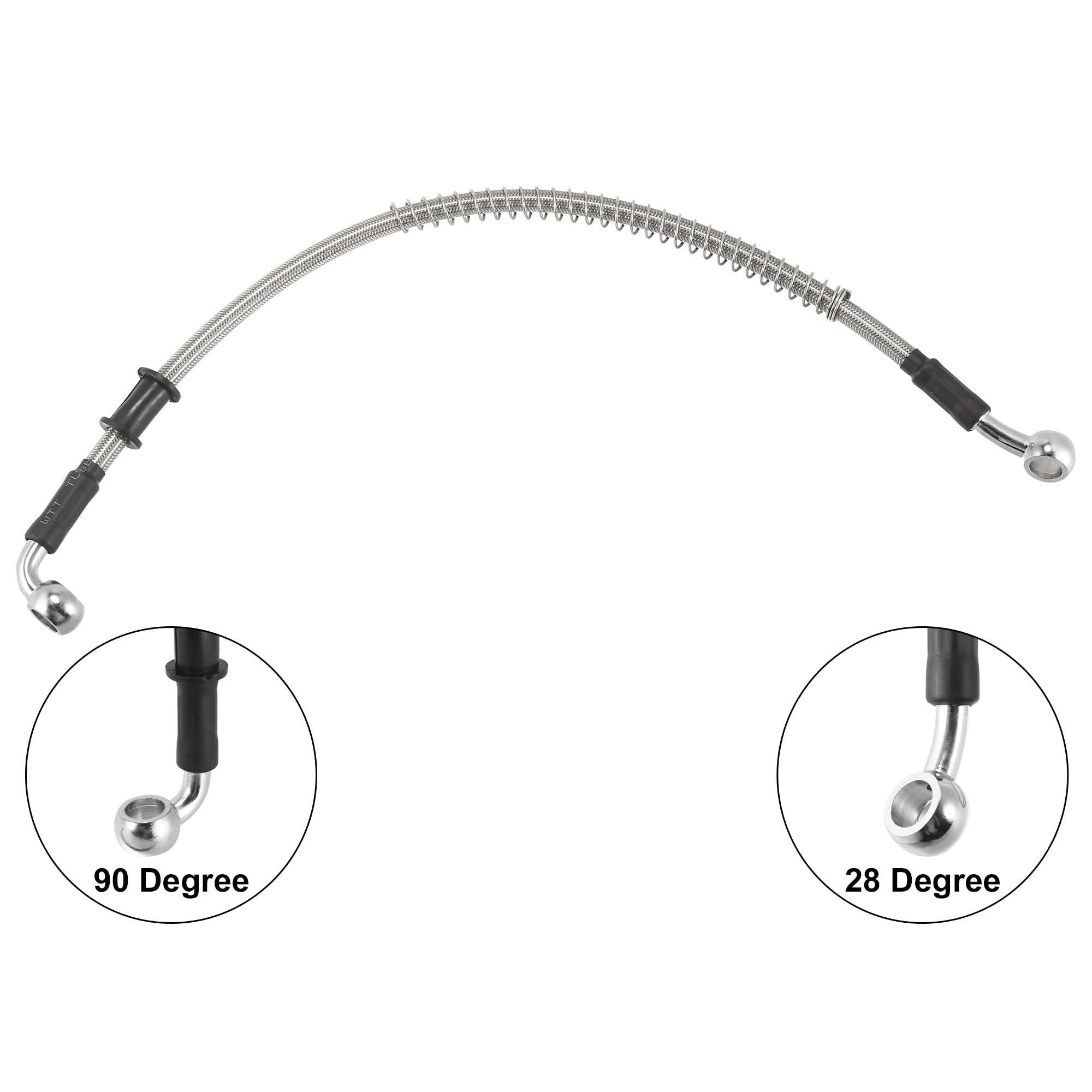 Motoforti Universal 40 cm 15.75" Manguera de Aceite para Freno y Embrague de Motocicleta, Tubo de Línea Hidráulica Reforzada, Acero Inoxidable Trenzado, Tono Plateado