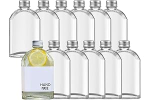 7oz Flat Glass Juice Bottles with Aluminum Lids (12 Pack)
