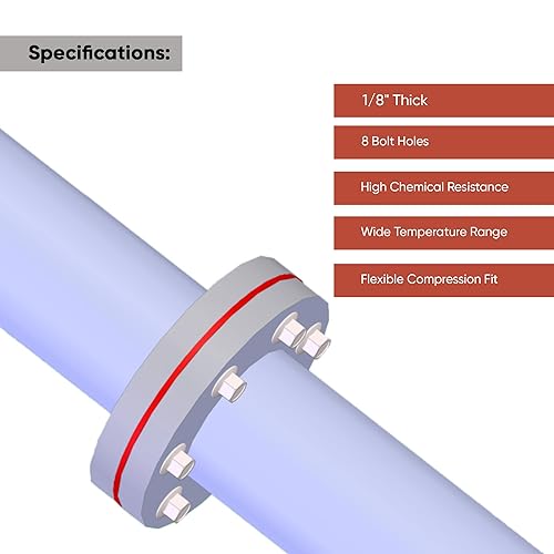Miniatura 10 de Giro en U - Junta de brida de goma roja de 3 pulgadas de grosor de 18, cara completa, clase 150#