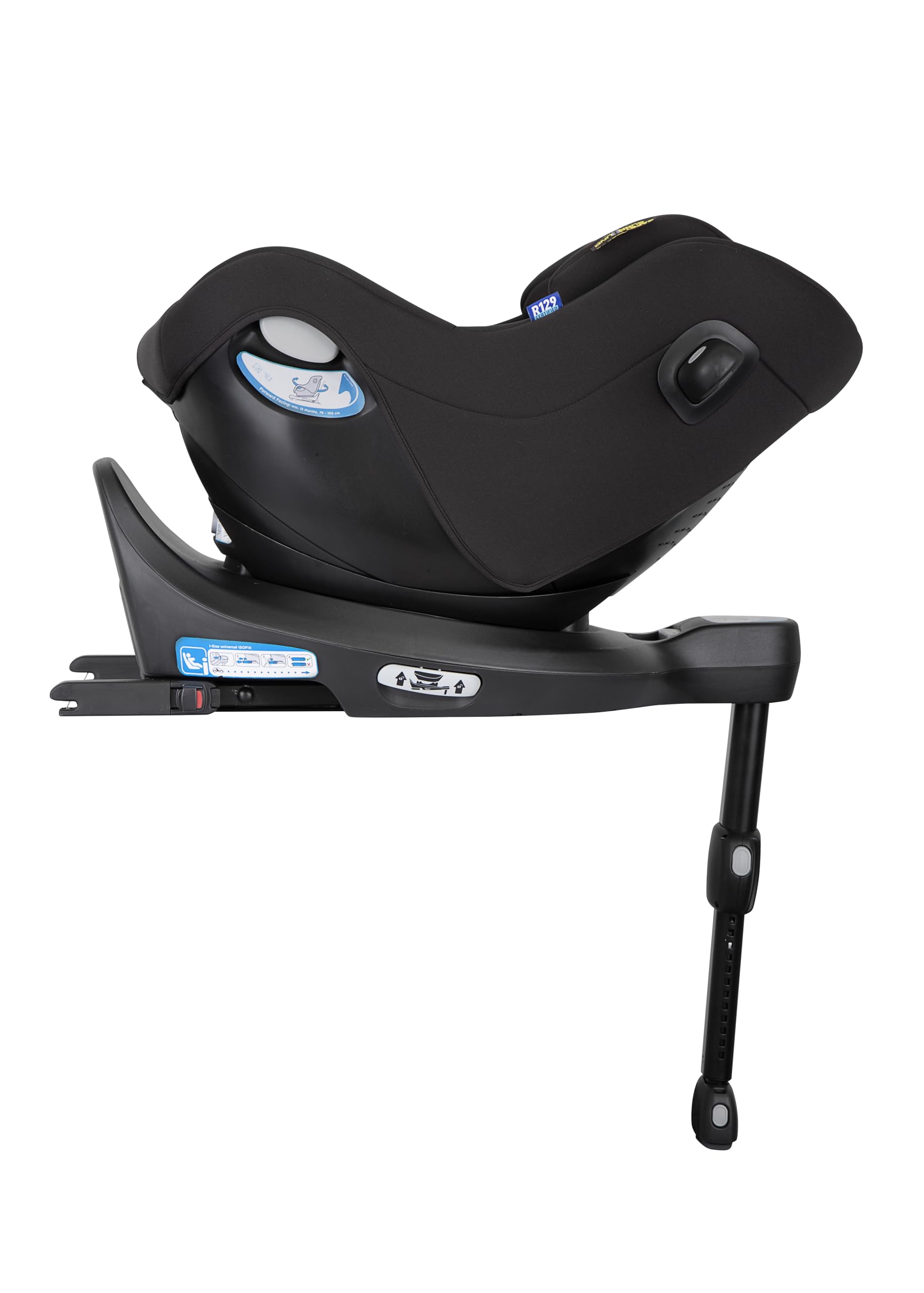 Graco SnugGo i-Size R129, siège auto rotatif à 360° ISOFIX, de 40 à 105 cm (de la naissance jusqu'à environ 4 ans), harnais à 5 points et position allongée, barre anti-rebond, noir, Midnight