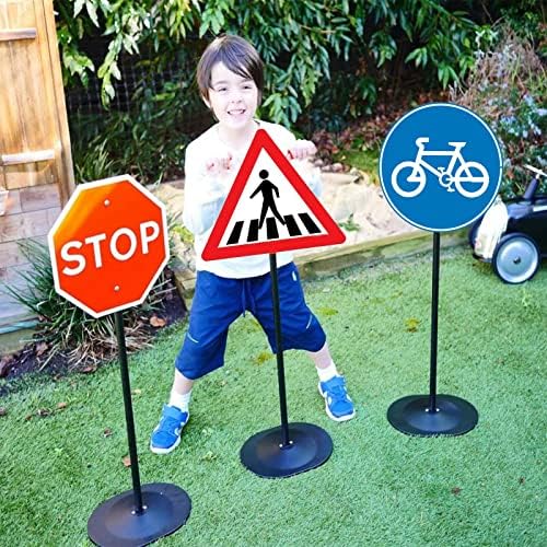 The Magic Toy Shop Road Safety Signs or Traffic Signal & Crosswalk Lights Set Kids Educational Pretend Play (Road Signs)