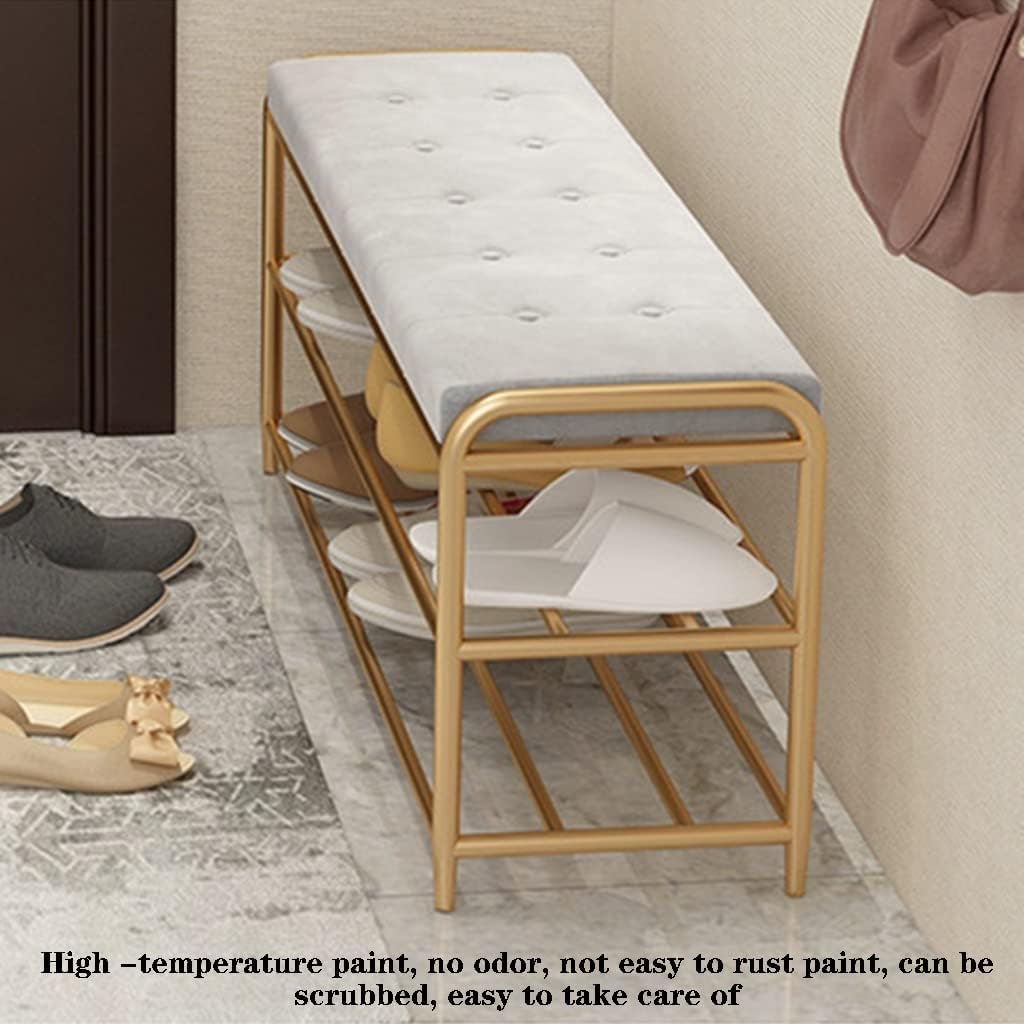 Shoe Storage Cabinet Cabinets Hallway Slim Cupboard Cupboards Hallways Slimline，2Tier Metal Shoe Rack Bench with Cushioned SeatEntryway Storage nizer for Living Room & BedroomStylish Iron Sh