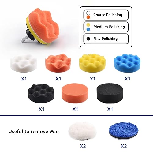 Miniatura 4 de Paquete de 120 almohadillas de pulido de 3 pulgadas para accesorios de lijado de taladro, kit variado con vástagos de 516 pulgadas y 14 pulgadas