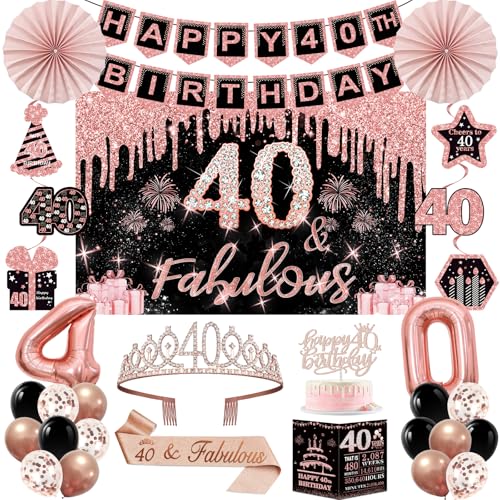40th Birthday Decorations for Women 32PCS 40th Birthday Party Decorations