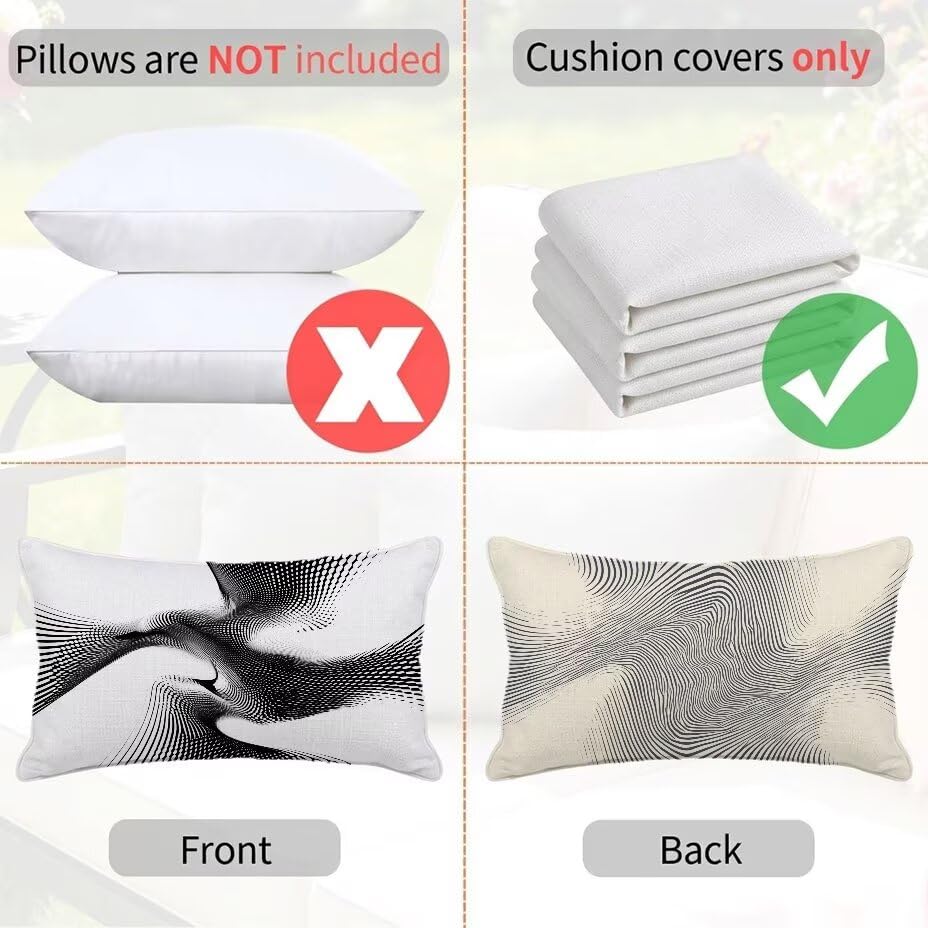 Housses de coussin extérieur blanc lin 40x70cm avec fermeture invisible