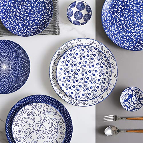 Selamica-10-inch-Porcelain-Dinner-Plates-Large-Size-Serving-Plate-for-Salad-Pancakes-Steak-Set-of-6-Vintage-Blue Selamica 10 inch Porcelain Dinner Plates Large Size Serving Plate for Salad Pancakes Steak Set of 6 Vintage Blue