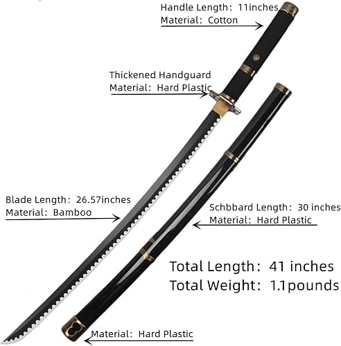 Miniatura 2 de Espadas Zoro de bambú Roronoa Zoro Cosplay Prop enma Zoro Espada alrededor de 41 pulgadas texturas originales para anime, adecuadas para cosplay,