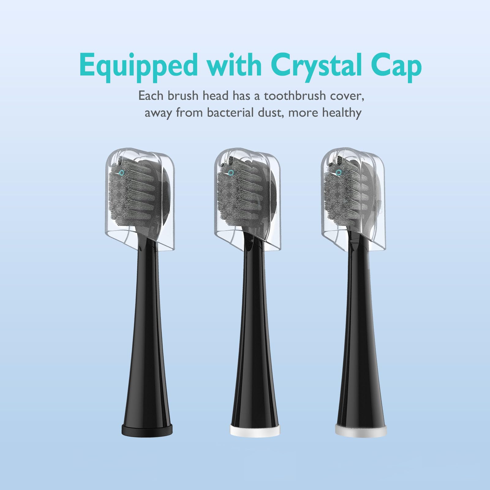 Cabezales de cepillo de dientes de repuesto para Waterpik y ZoCCee – Cabezal de cepillo de hilo dental compacto, 3 unidades – negro