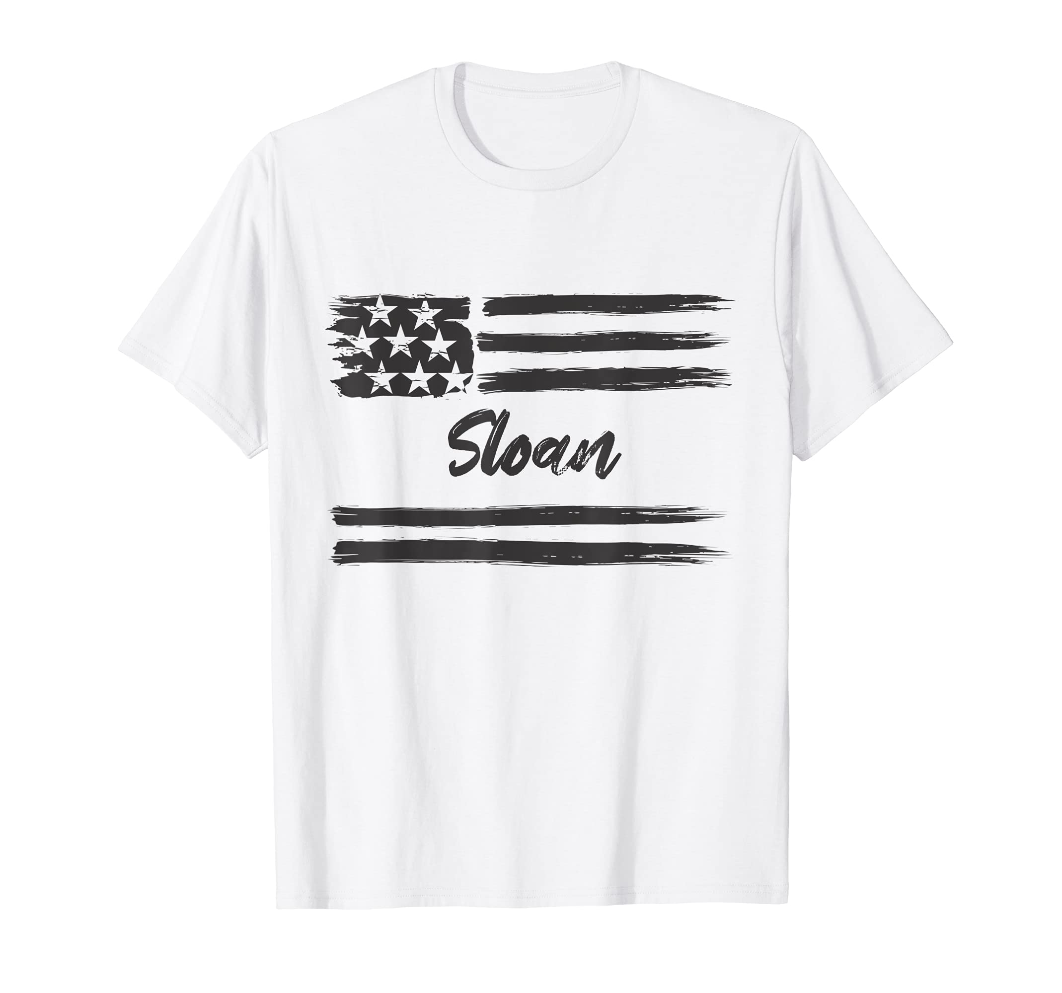 Sloan - Personalized Name, Stars and Stripes, USA Flag T-Shirt, White