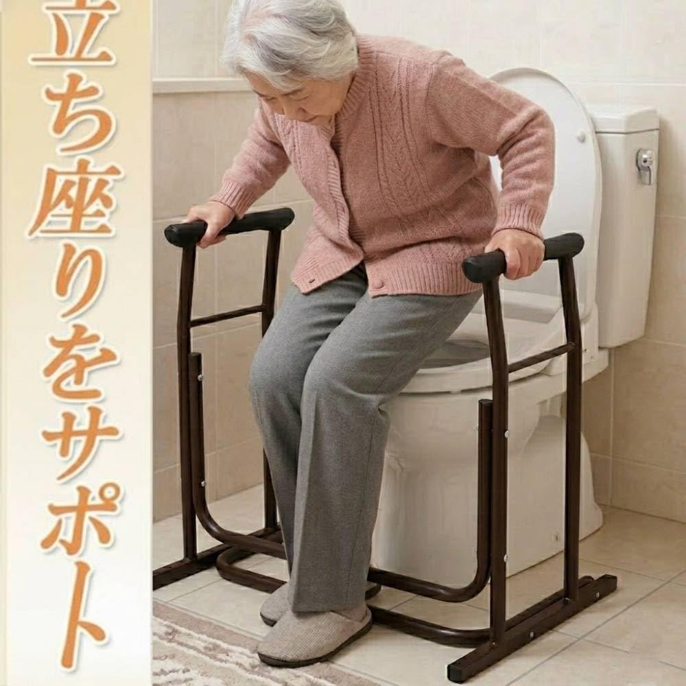 Amazon | トイレ手すり 置くだけ 工事不要 立ち上がり補助 滑り止め