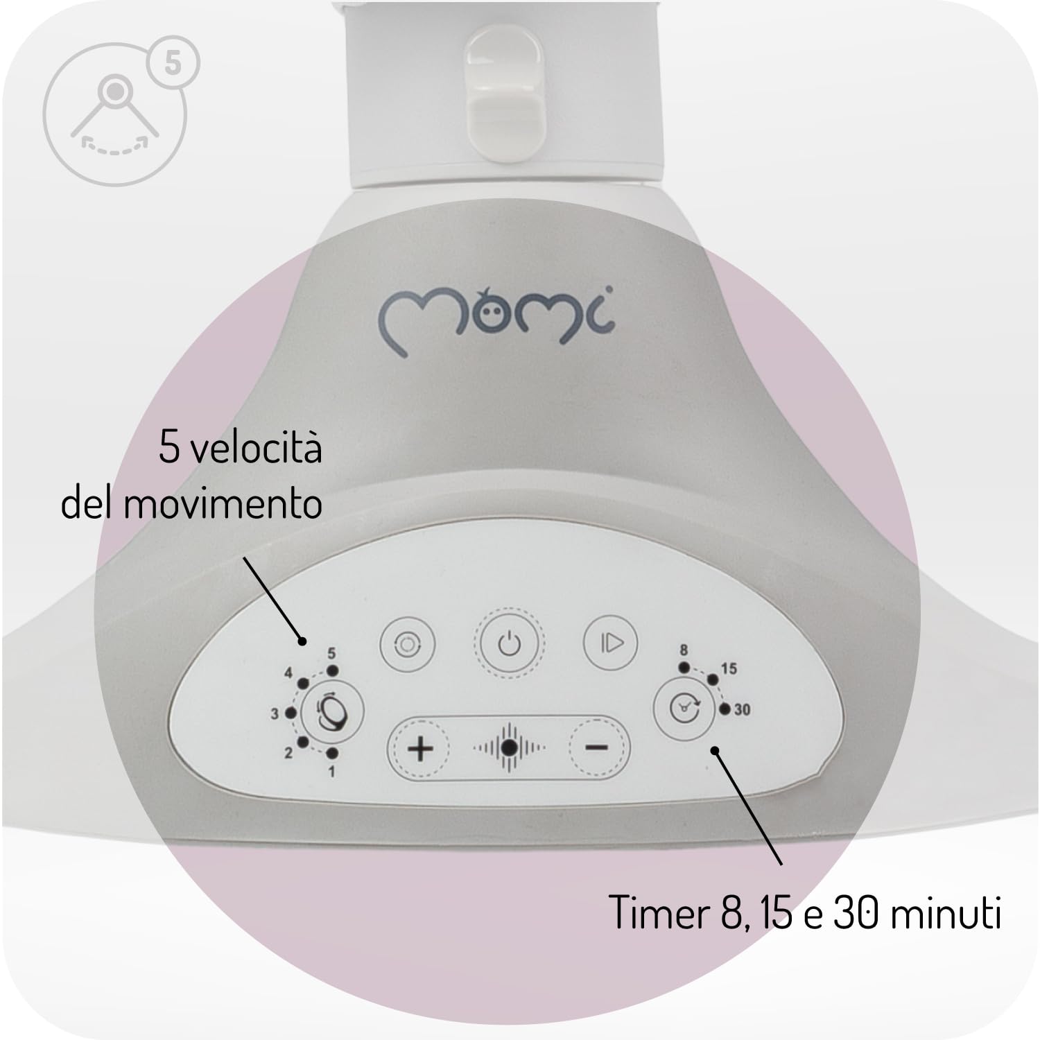MoMi KENANI Sdraietta per bambini fino a 9 kg, pieghevole, con telecomando e Bluetooth, batteria ed elettricità, cintura di sicurezza a 5 punti, protezione parasole, zanzariera