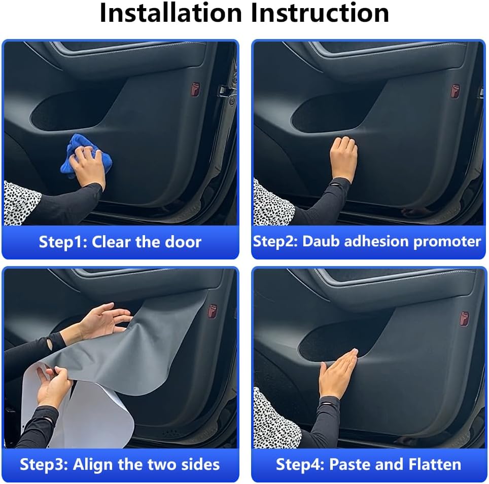 Car Door Anti Kick Pad for Ford F-150 F150 2021 2022 2023 2024 2025 Lightning Accessories Carbon Fiber Style Leather Sticker Door Sill Protector Cover Edge Guard Side Mat Interior Decoration Dirty