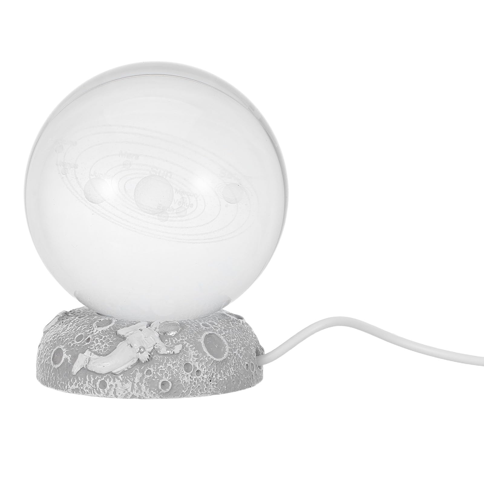 Artibetter Lampada a sfera di cristallo celeste | Globo a LED del solare con base luminosa | Luce d'atmosfera decorativa a tema scientifico per scrivania o soggiorno (batterie non incluse)