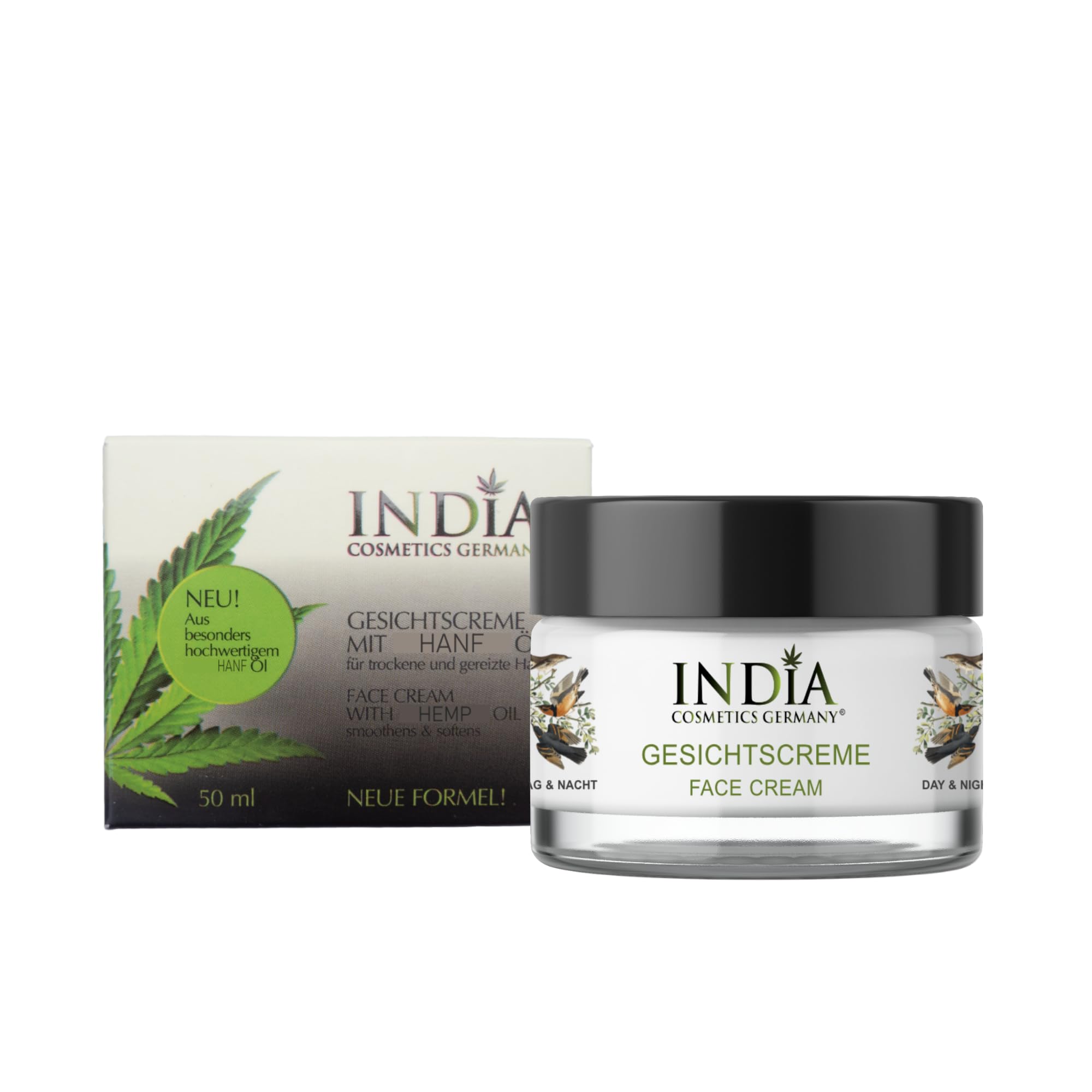 BODY CARE PFLEGESET mit Hanfsamenöl, Bodylotion ohne Parabene, inkl. Bodybalm, Gesichtscreme & Serum Hautcreme von INDIA COSMETICS GERMANY