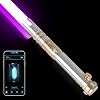 Duel Lightsaber Smooth Swing 16 Colours Lightsaber – Motion Control Metal Handle 16 Mode Sounds FX Lightsaber for Adults and Children 41 Inch Full Size USB-Charging Gold