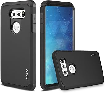 J&D Heavy Duty Dual Layer Hybrid Shock Proof Bumper Case for LG V35 ThinQ, Compatible with LG V35/V30S/V30S ThinQ/V30/V30 Plus, Rugged Protective Cover, Black
