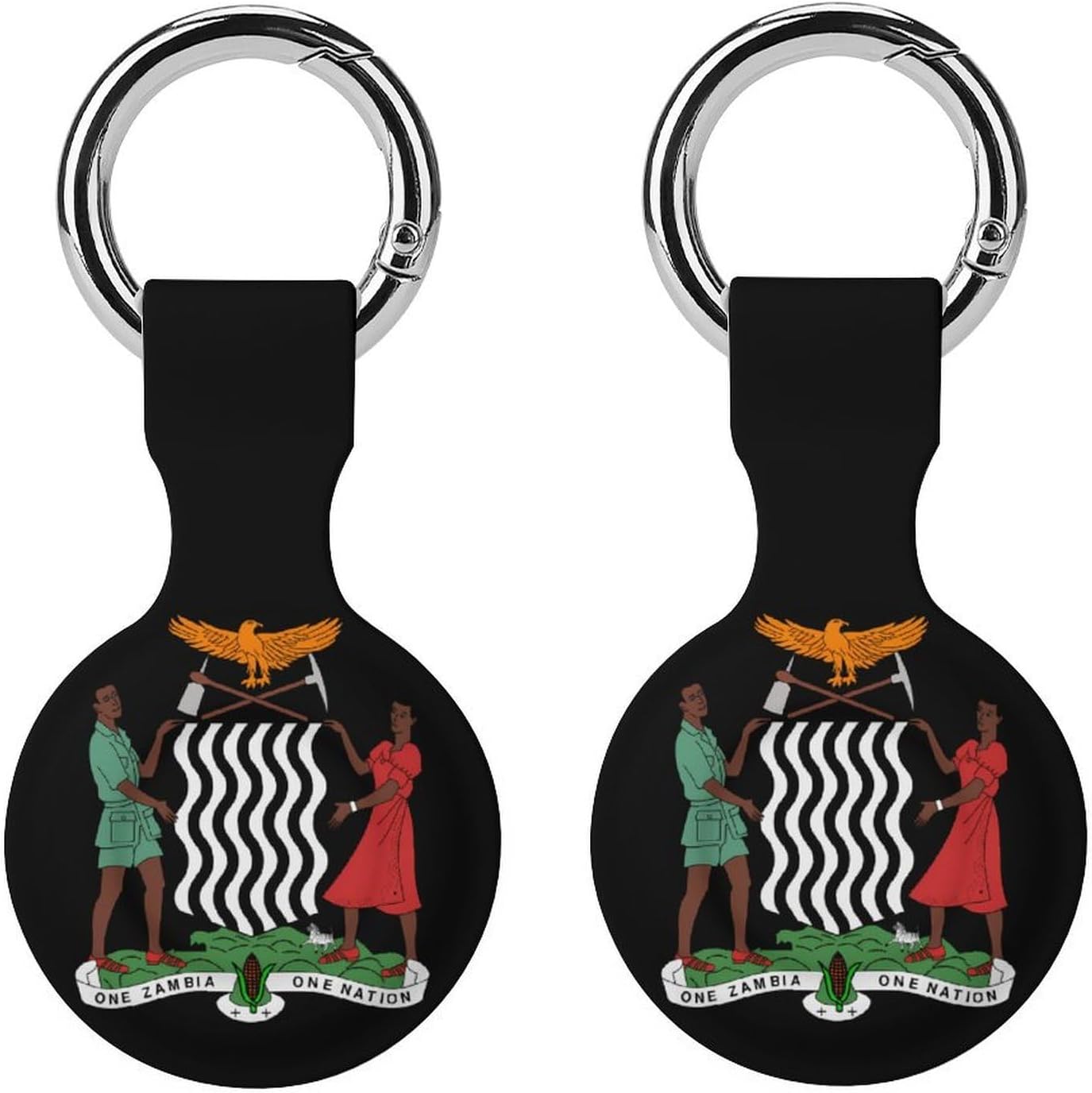 Coat of Arms of Zambia Funny Cover Compatible with AirTag Case Protector GPS Tracker Holder with Keychain