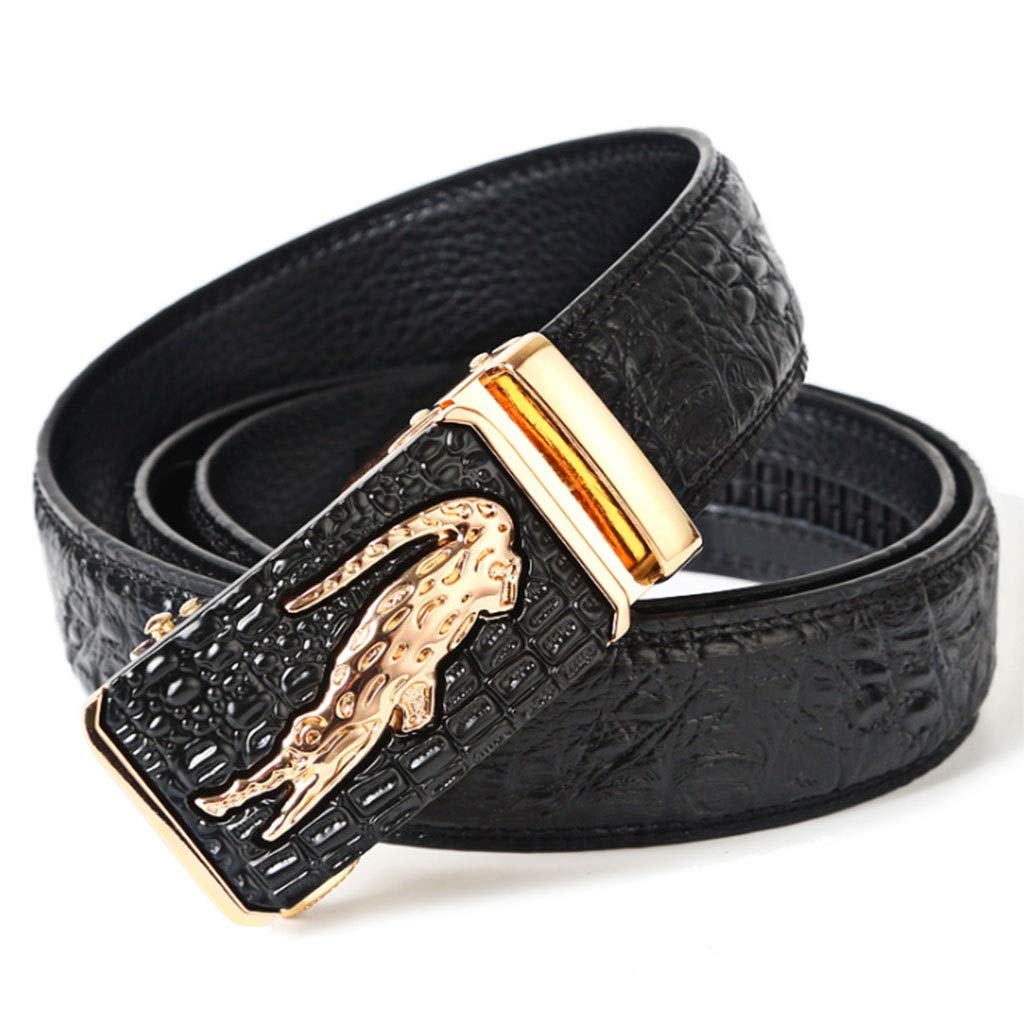 KATUEFUIUMen's Genuine Leather belt with automatic buckle ratchet belt Fashion casual business belt, 35mm width, suitable for waist circumference 71-110cm/28"-43"