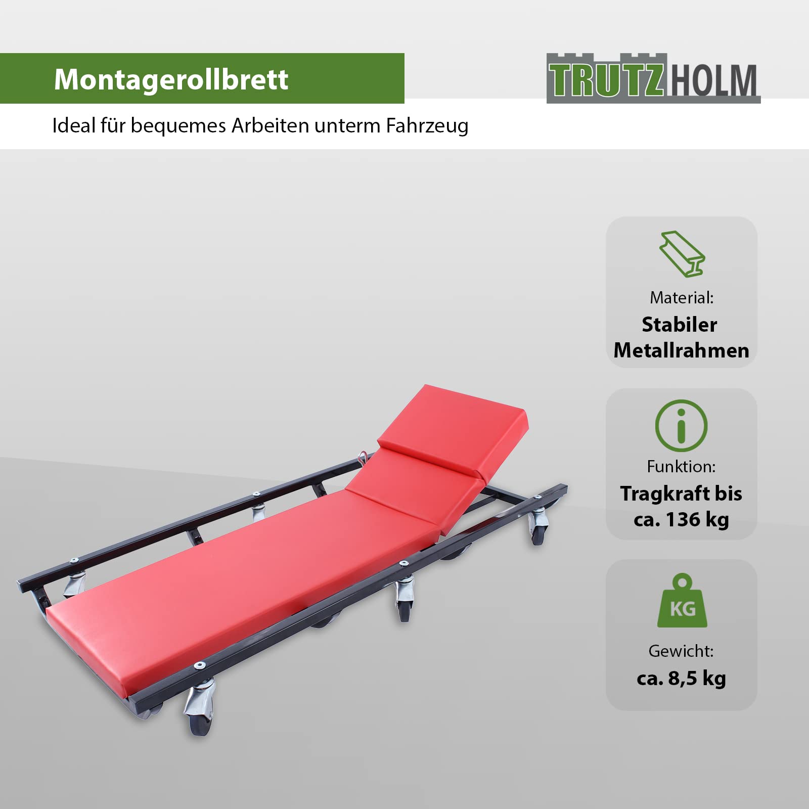 TRUTZHOLM® XXL 100cm Profi Rollbrett Montageliege Werkstattliege KFZ Montagerollbrett