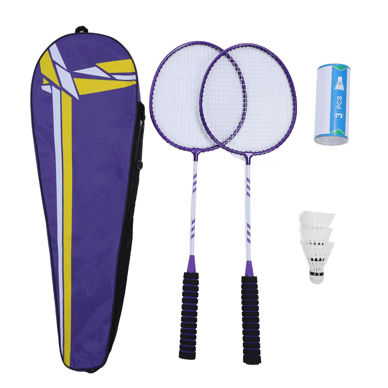 Juego de raquetas de bádminton deportivas, antideslizantes, con pelotas de nailon y bolsa de transporte
