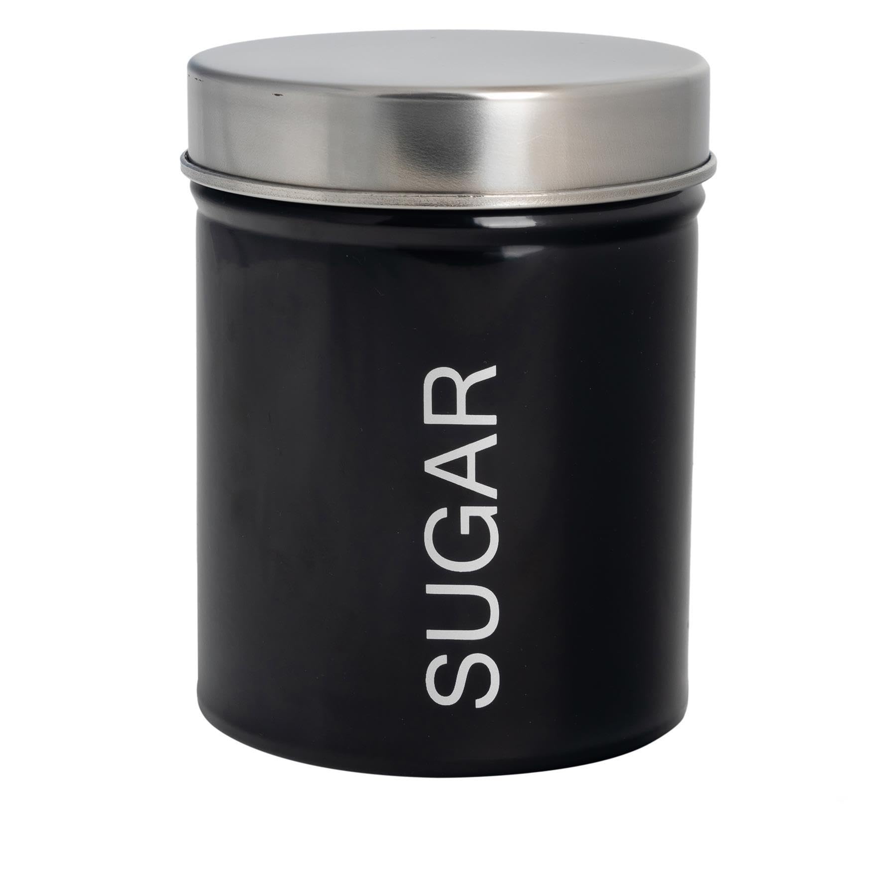 Harbour Housewares Metal Sugar Canister - Round Tin - Black