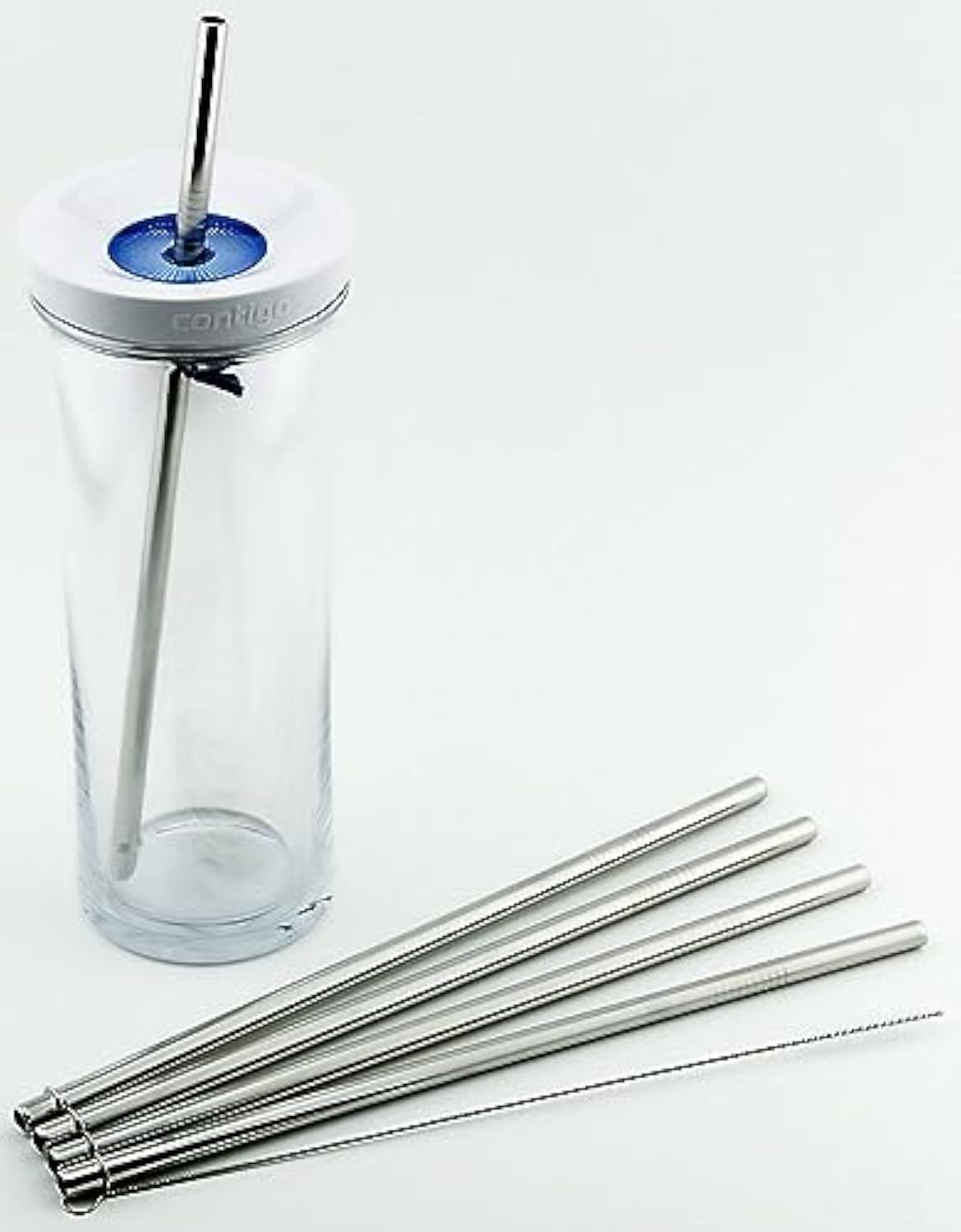 4 Pack Cocostraw for Contigo Shake and Go 20 oz Auto Close Tumbler PerfectFIT 18/8 Stainless Steel Drinking Straws With Cleaning Brush