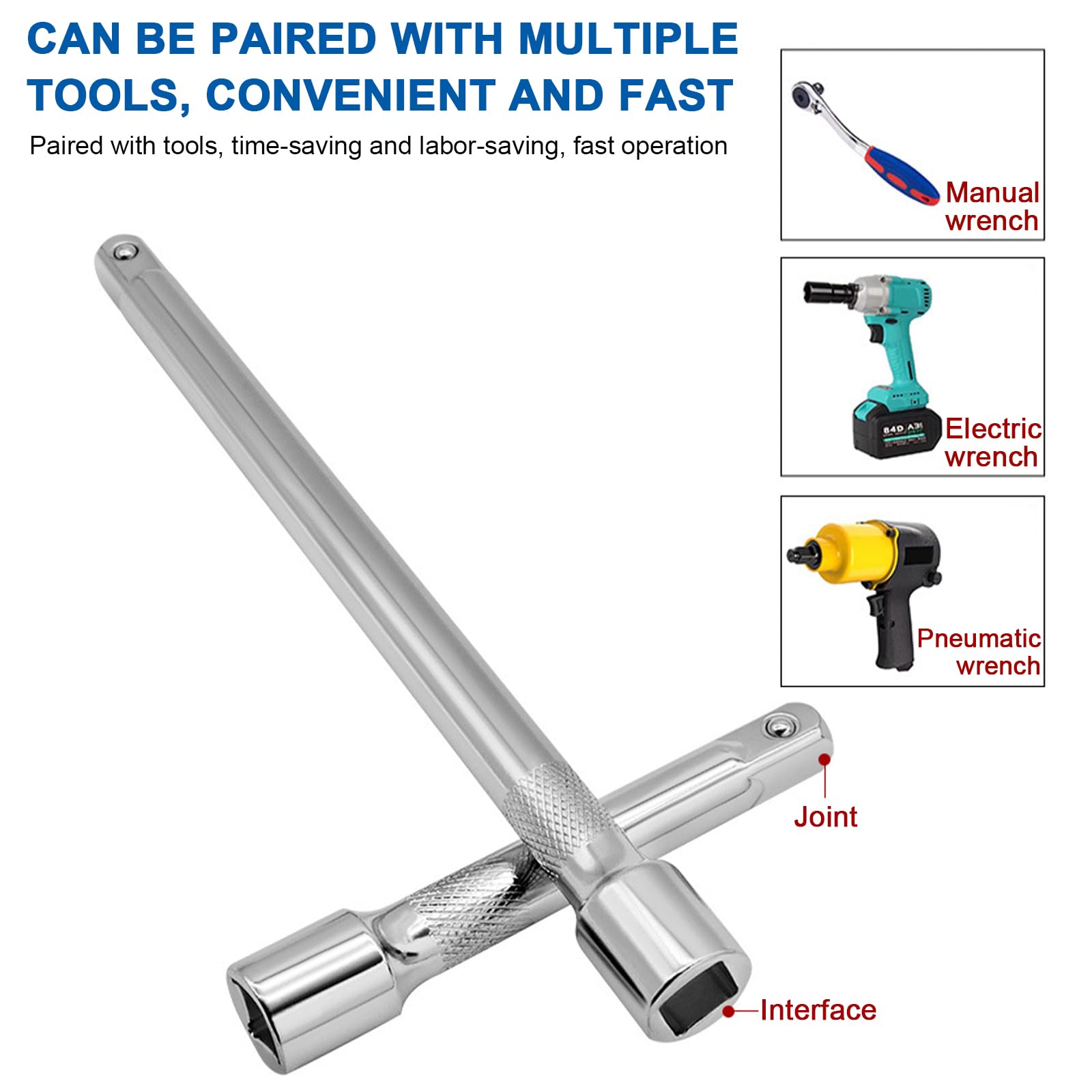 3 Prolunghe Per Cricchetto 1/2'' - Set Adattatori Per Chiavi Meccaniche - Foto 2