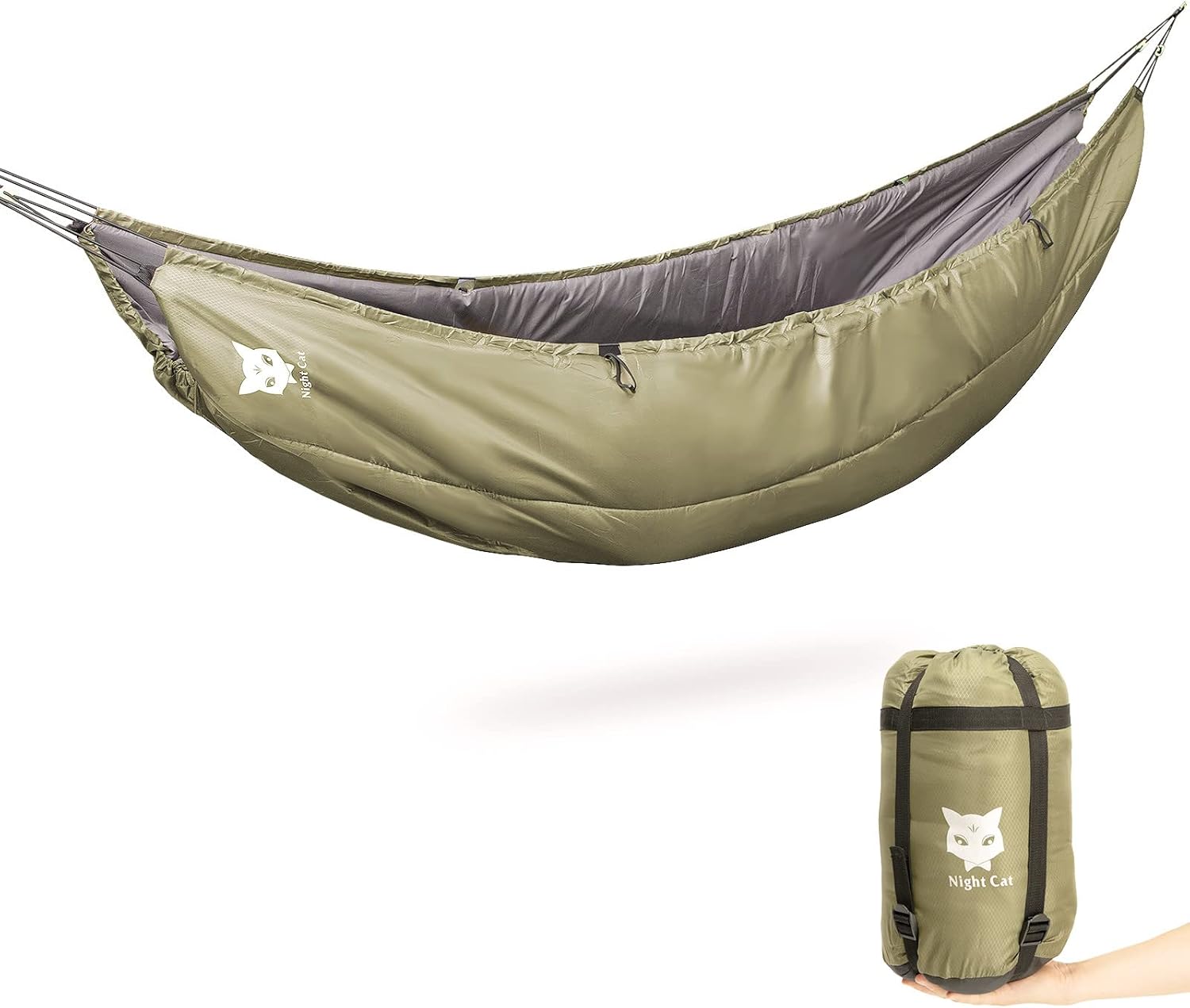 Night Cat Hammock Underquilts Sleeping Bag Single Insulated Under Blanket for Hammock 4 Seasons