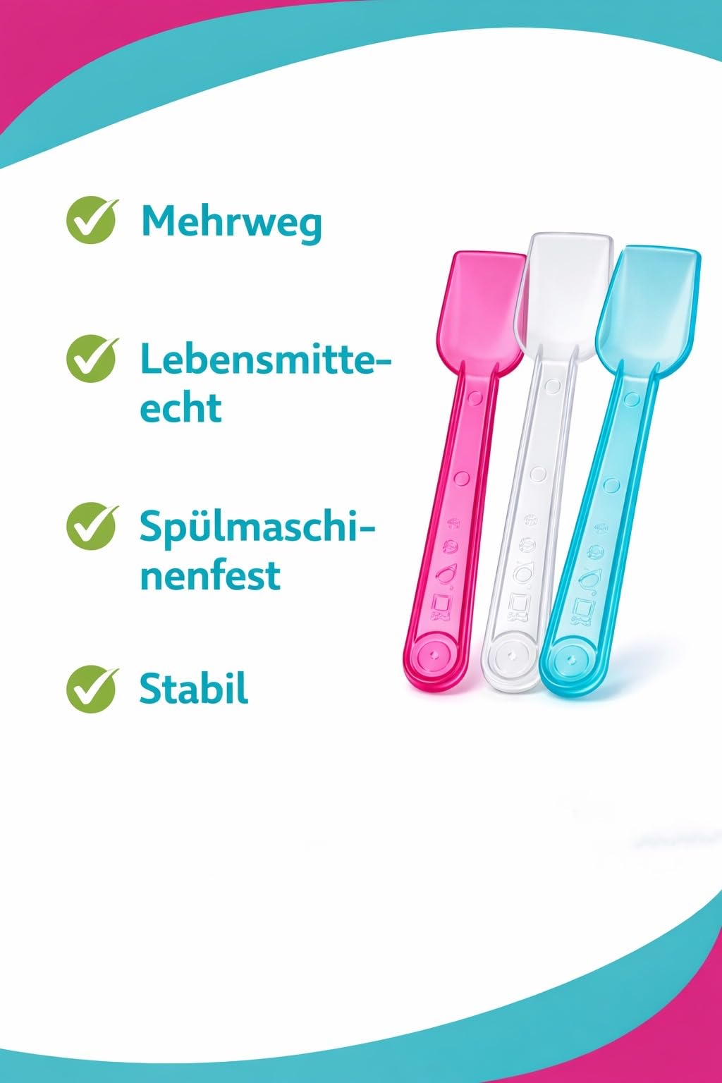 Mehrweg Eislöffel 1 kg bunt sortiert – Eisspaten 10 cm – ideal für Eis, Slush, Desserts, Gastronomie & Party