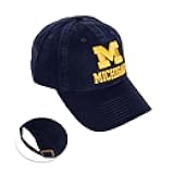 University of Michigan Baseball Hat Wolverines UM U of M Brimmed Embroidered Hats Cap Adjustable Cloth Strap Adult (Style L1) Blue