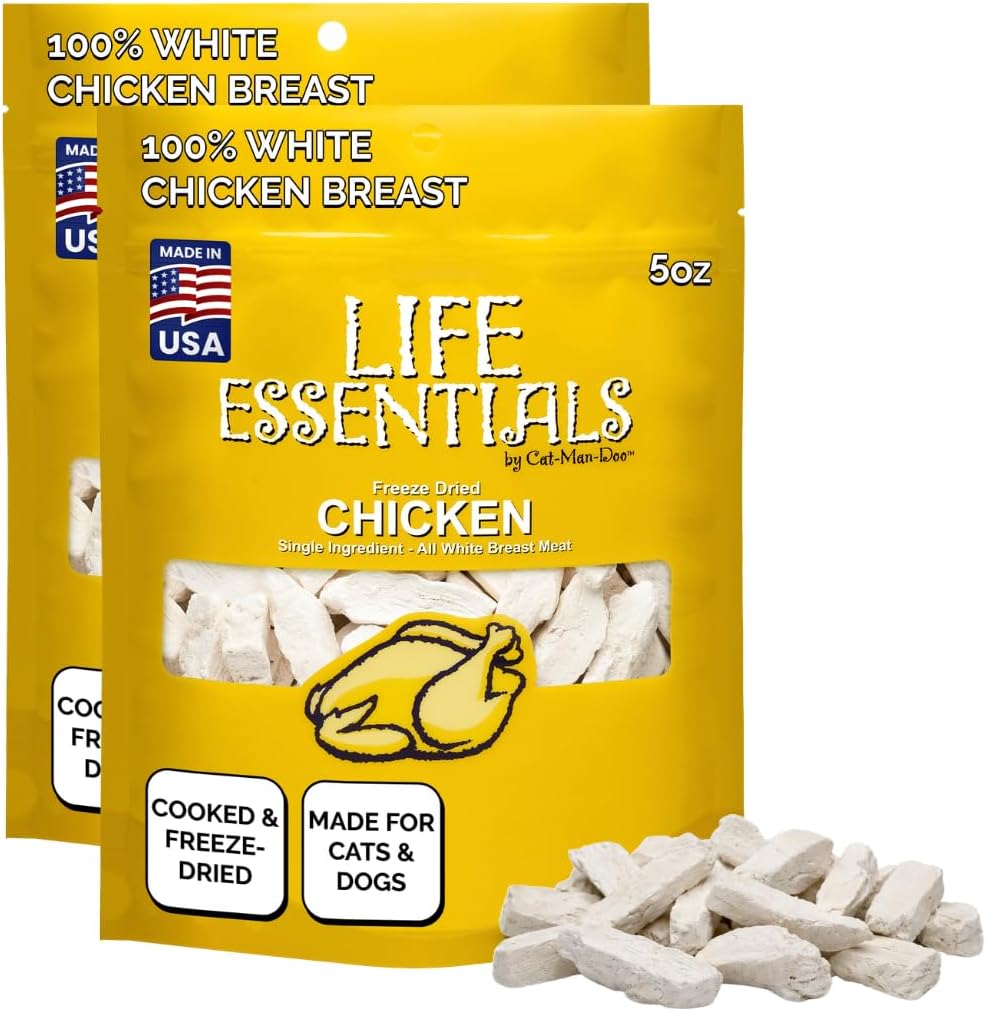 Freeze Dried Chicken Dog & Cat Treats, Healthy Single Ingredient Training Treats for Dogs, Puppies & Cats, Made with Real Chicken – 5 oz (2 Pack)