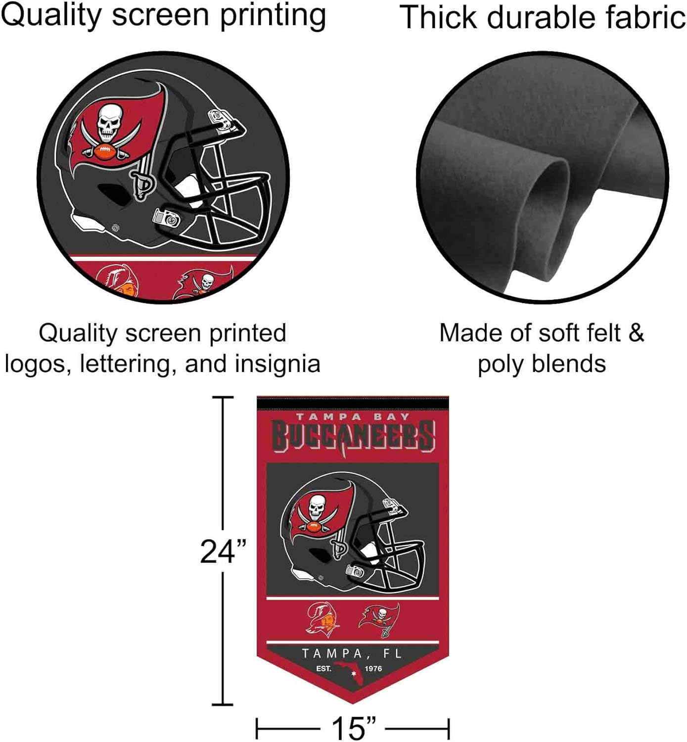 WinCraft Tampa Bay Buccaneers Heritage History Banner Pennant, 15x24" - Image 2