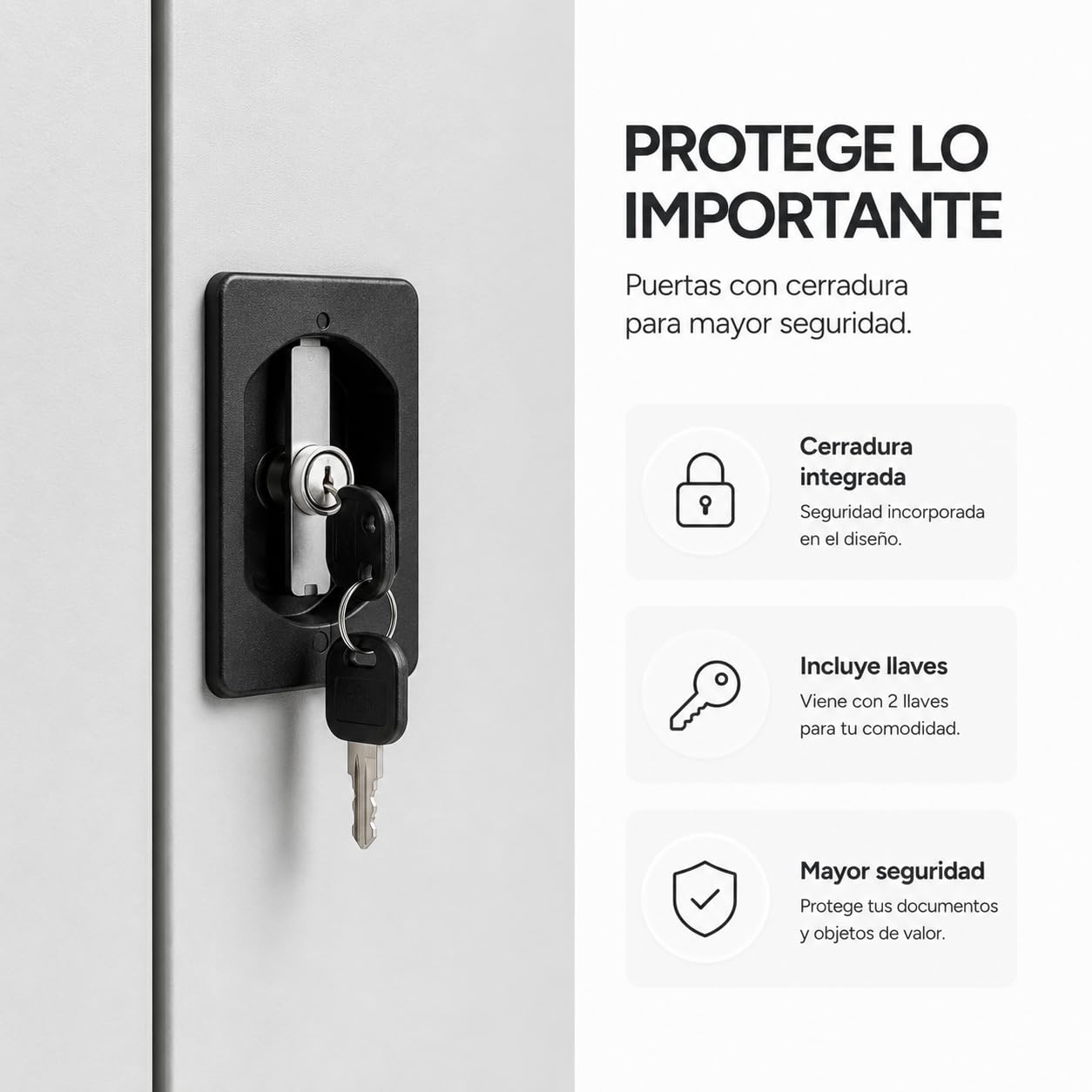 Armario archivador Oficina Acero 180 × 90 × 40 cm con Cerradura – 4 baldas Regulables 5 Posiciones, topes Anti-Ruido, 2 Puertas