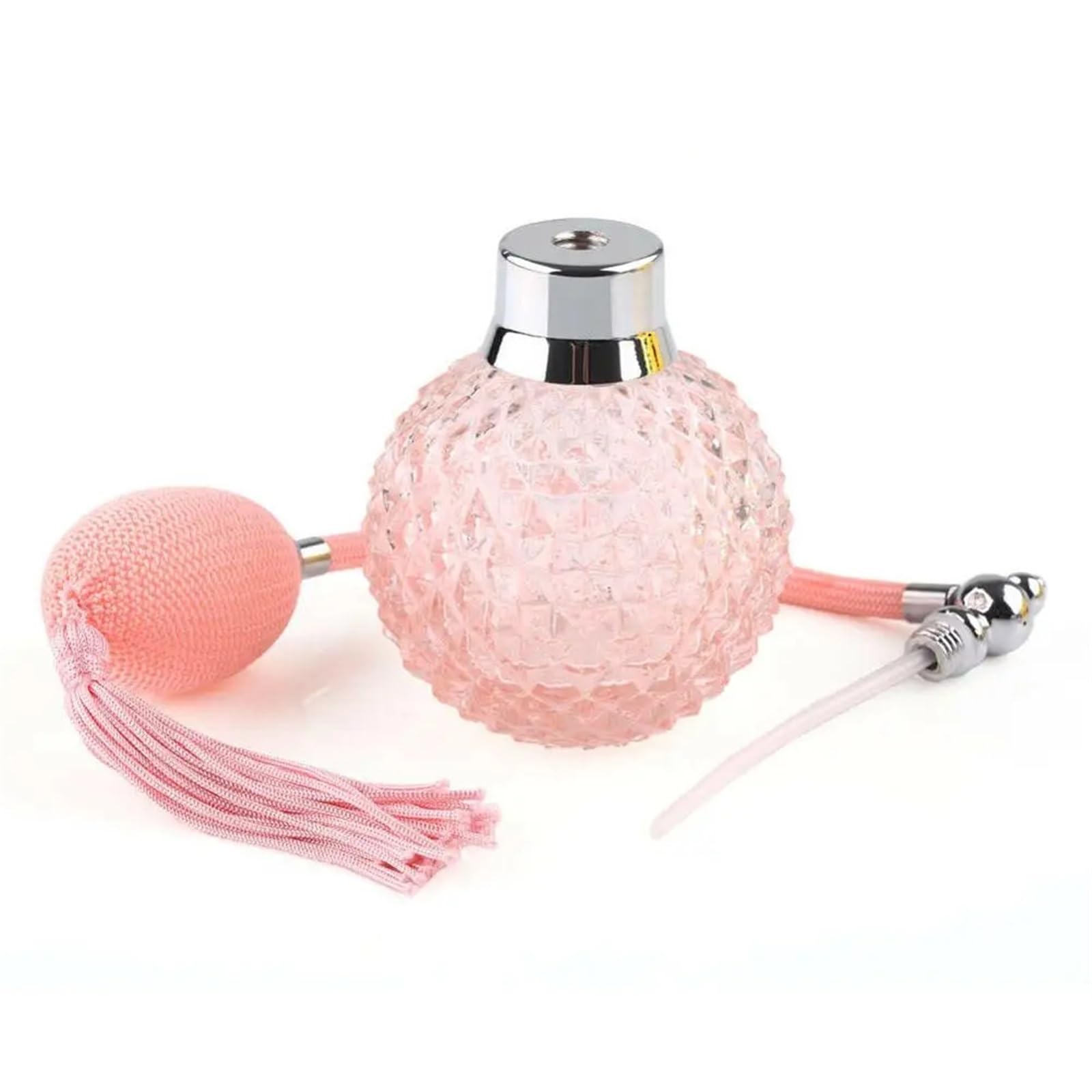 Bottiglia di profumo cristallo vintage da 100 ml Atomizzatore a spruzzo lungo Bottiglie vetro riutilizzabili con nappa Regalo donna for Per Viaggi E Vacanze(White)