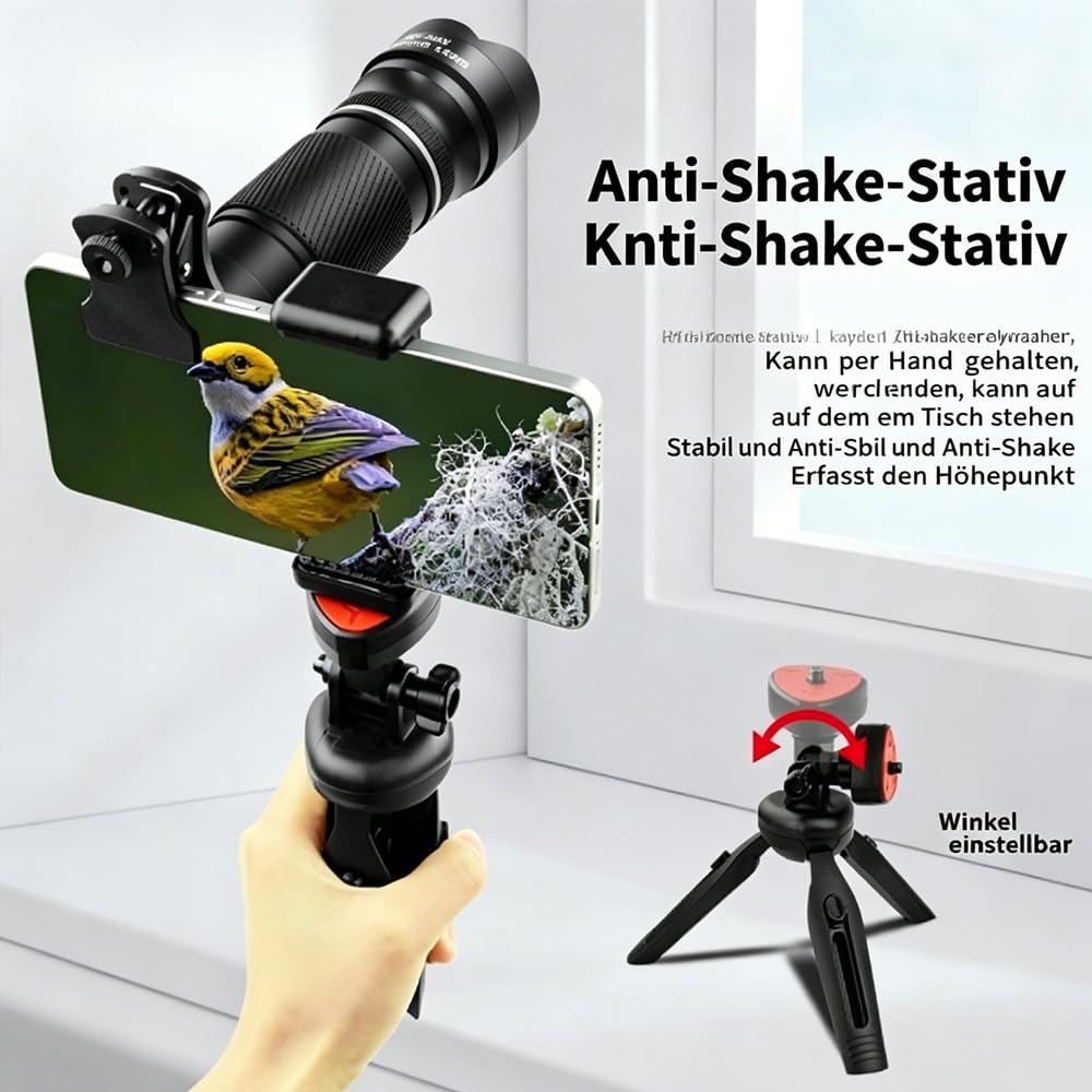 40X Handy Teleobjektiv, Monokular Fernglas, zoombar, für professionelle Smartphone-Fotografie, Fernaufnahmen & Outdoor red Circle