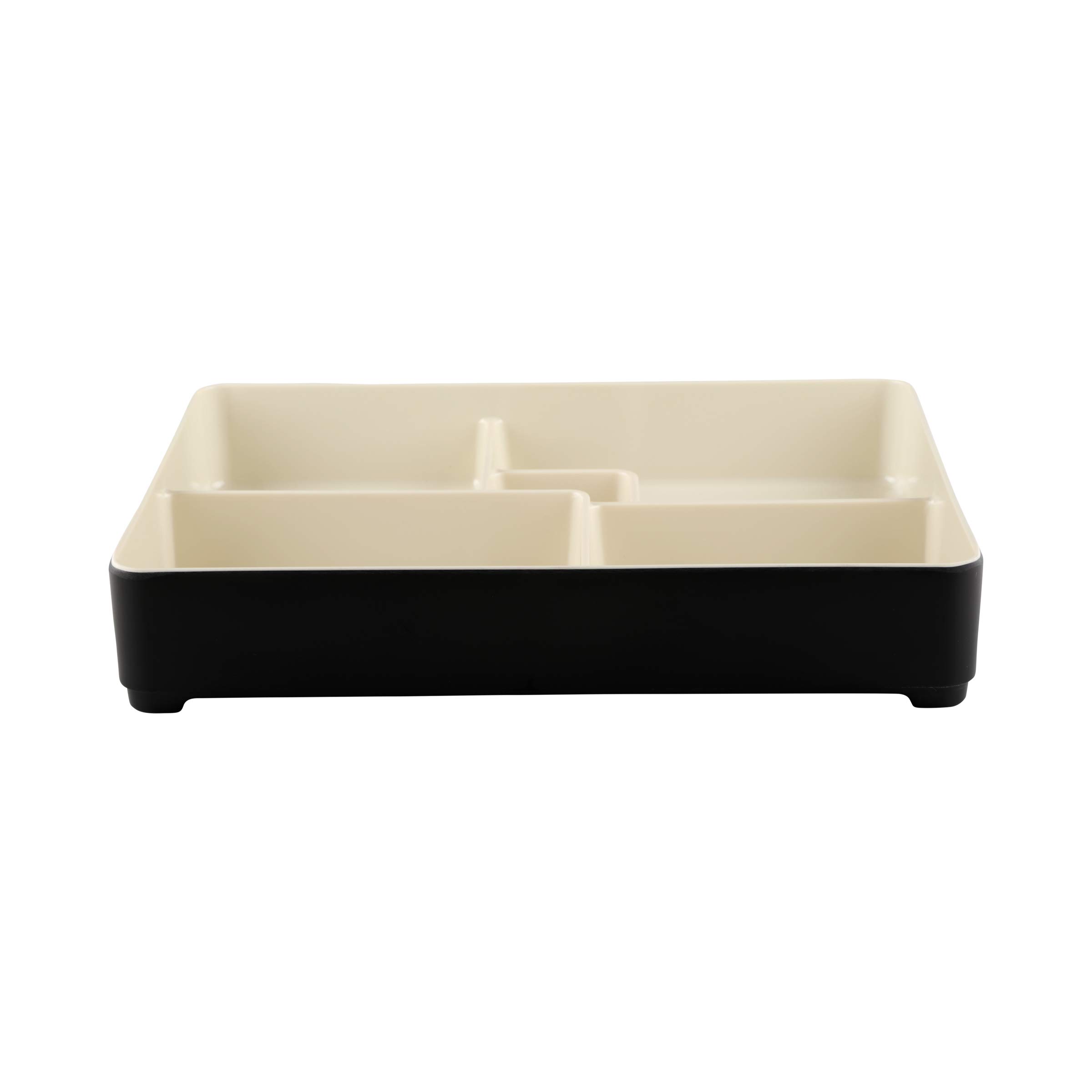 Elite Global Solutions JW11852T-ES Two-Tone Bento Box, 10 3/4" x 8 3/8" x 2" h, Melamine, Ebony Outside, Sand Inside (Pack of 3)