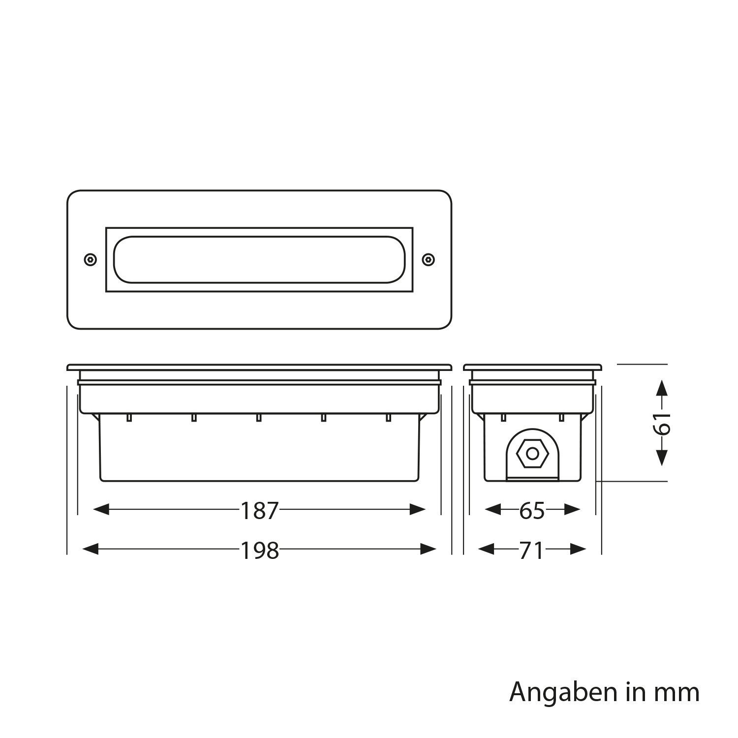 ledscom.de 5x LED Treppenlicht/Wandeinbauleuchte für innen und außen, eckig, edelstahl, 198 x 61mm, 2,2 W, 248lm, warmweiß