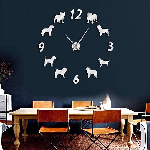 Miniatura 8 de The Geeky Days Reloj de pared grande de diferentes razas de perros, amantes de los perros, dueños de mascotas, decoración del hogar, reloj de pared