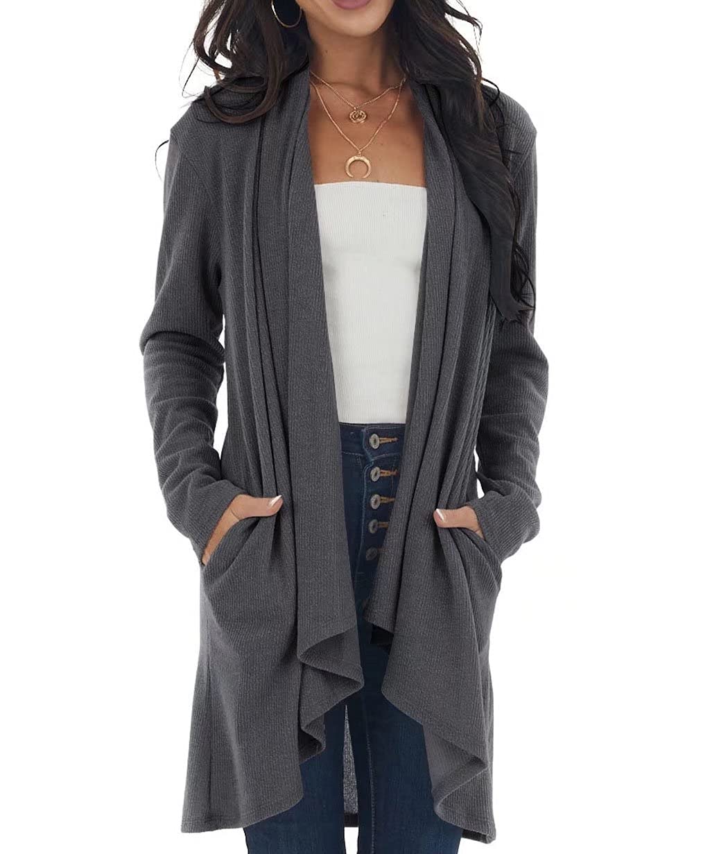 Lacozy Damen Cardigan Open Front - Karo Kimono Mit Knopfverschluss