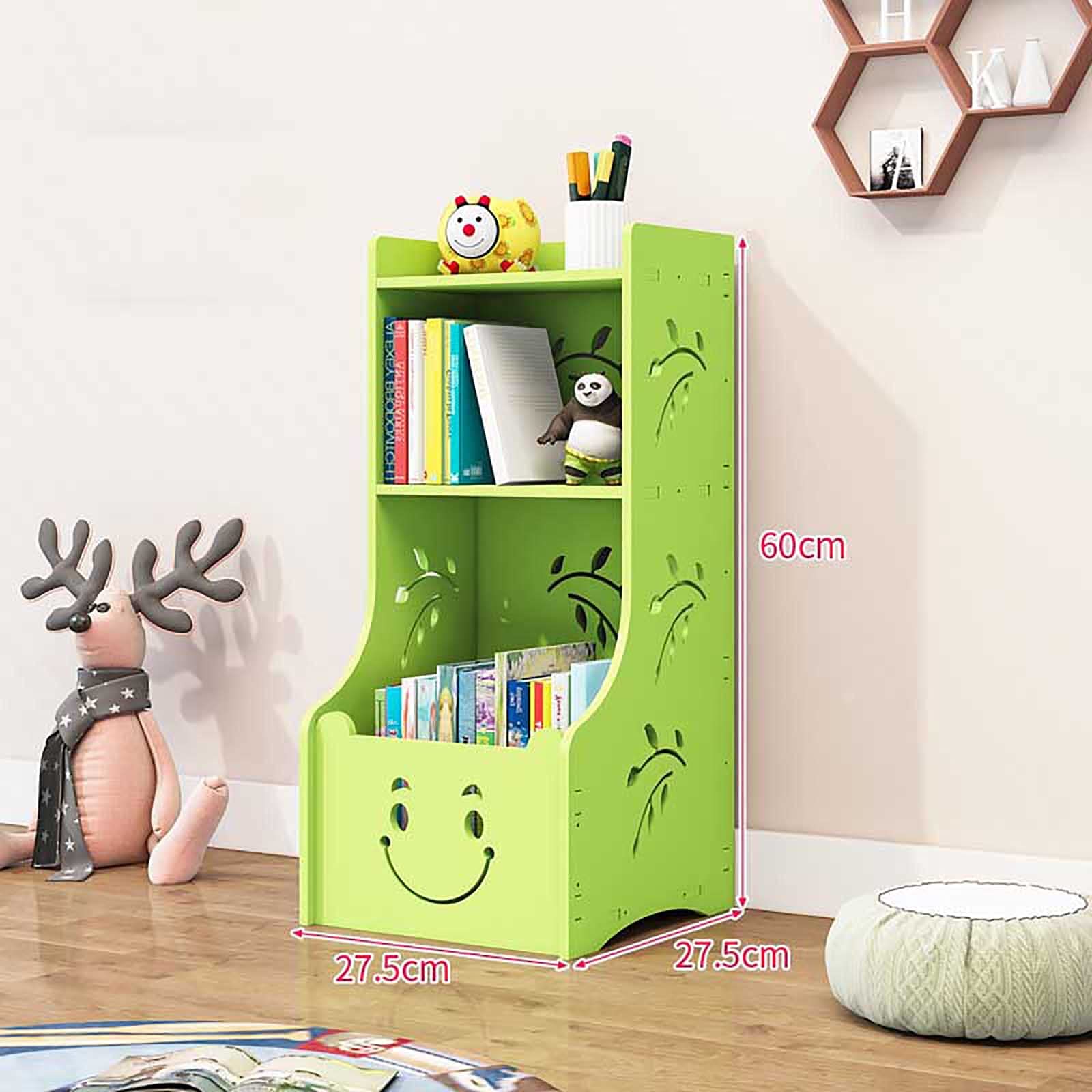 Kinderen Speelgoed Storage Organizer met Boekenkast, Kinderen Bookshelf Book Display Stand, 2 Lagen Hout Storage Plank Rack for Meisjes Jongens Slaapkamer Speelkamer