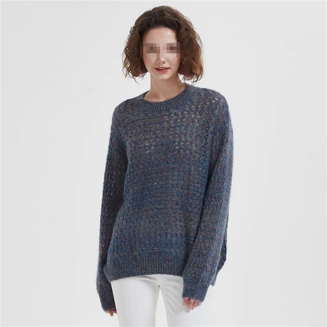 Jersey De Invierno para Mujer, Suéter con Cuello Redondo, Jersey De Punto De Lana De Manga Larga, Tops Sueltos
