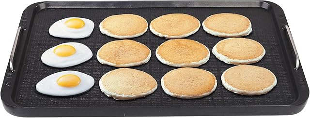 CUKOR Flat Griddle for Grill, Non-Stick Griddle Grill Pan,Double Burner Griddle,Dishwasher Safe,14.96" x 8.66",Black