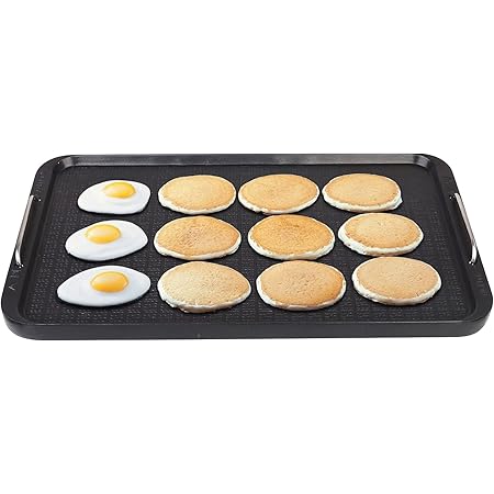 Camping Griddle,Flat Top Griddle for Stovetop, Two Burner Non-Stick Griddle Pan, Aluminum, 14.96" x 8.66",Griddle Pan for Charcoal Grill, Hot Plate and Gas Stove Top