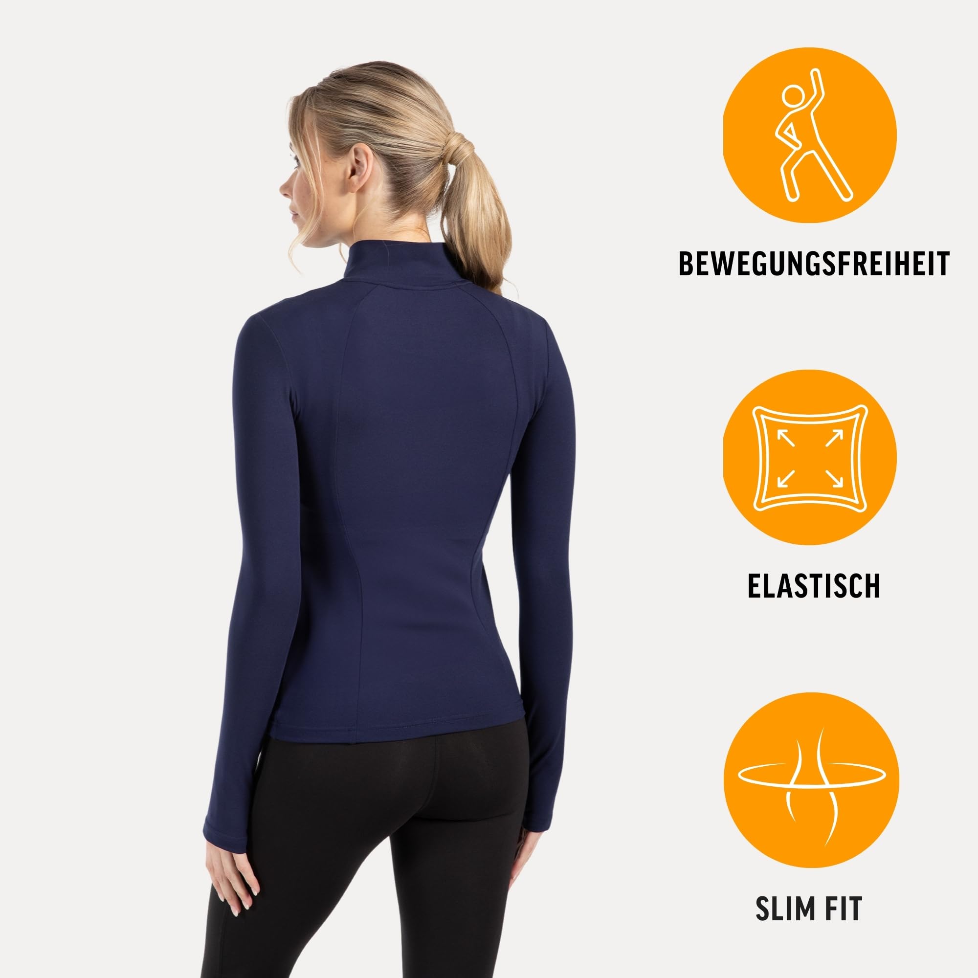 SMILODOX Sportjacke Damen Kenna, Laufjacke mit Stehkragen, Sport Oberteil mit tailliertem Schnitt & Daumenlöchern, Körperbetonte Sportjacke, Fitness Oberteil ideal für Freizeit, Sport, Laufen & Yoga