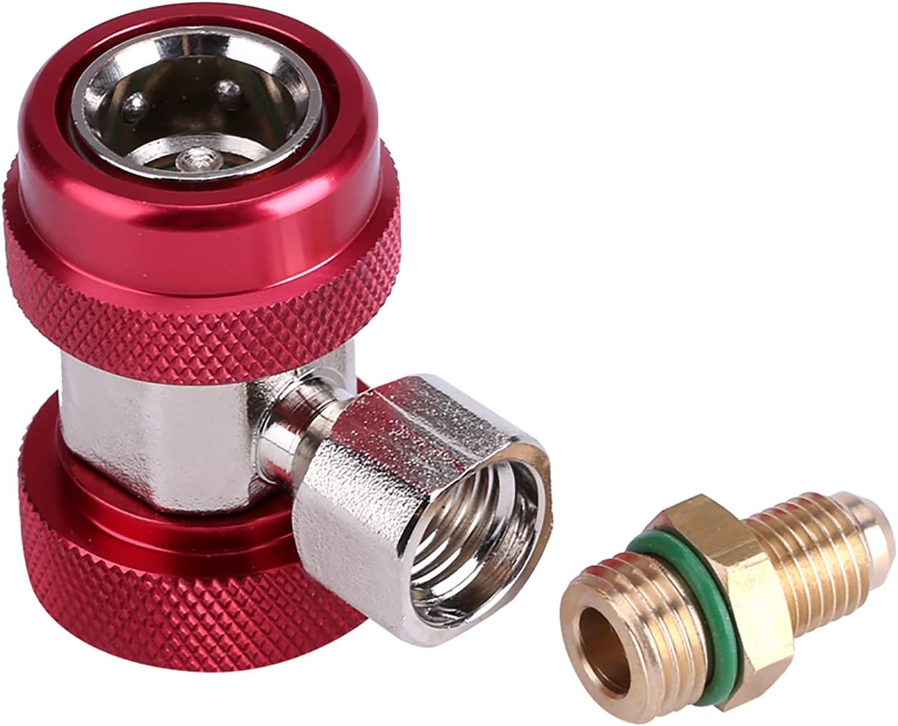 R134 A C Quick Connector Air Conditioning Coupler Adapter with Extractor Valve Core (red high voltage)