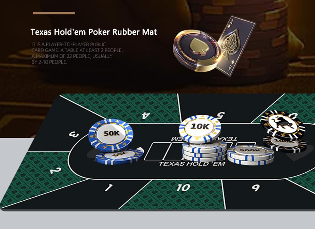 Tapis de Poker, Tapis de Table Poker 120 x 60 cm, Plateau Pliable for 8 à 10 Joueurs