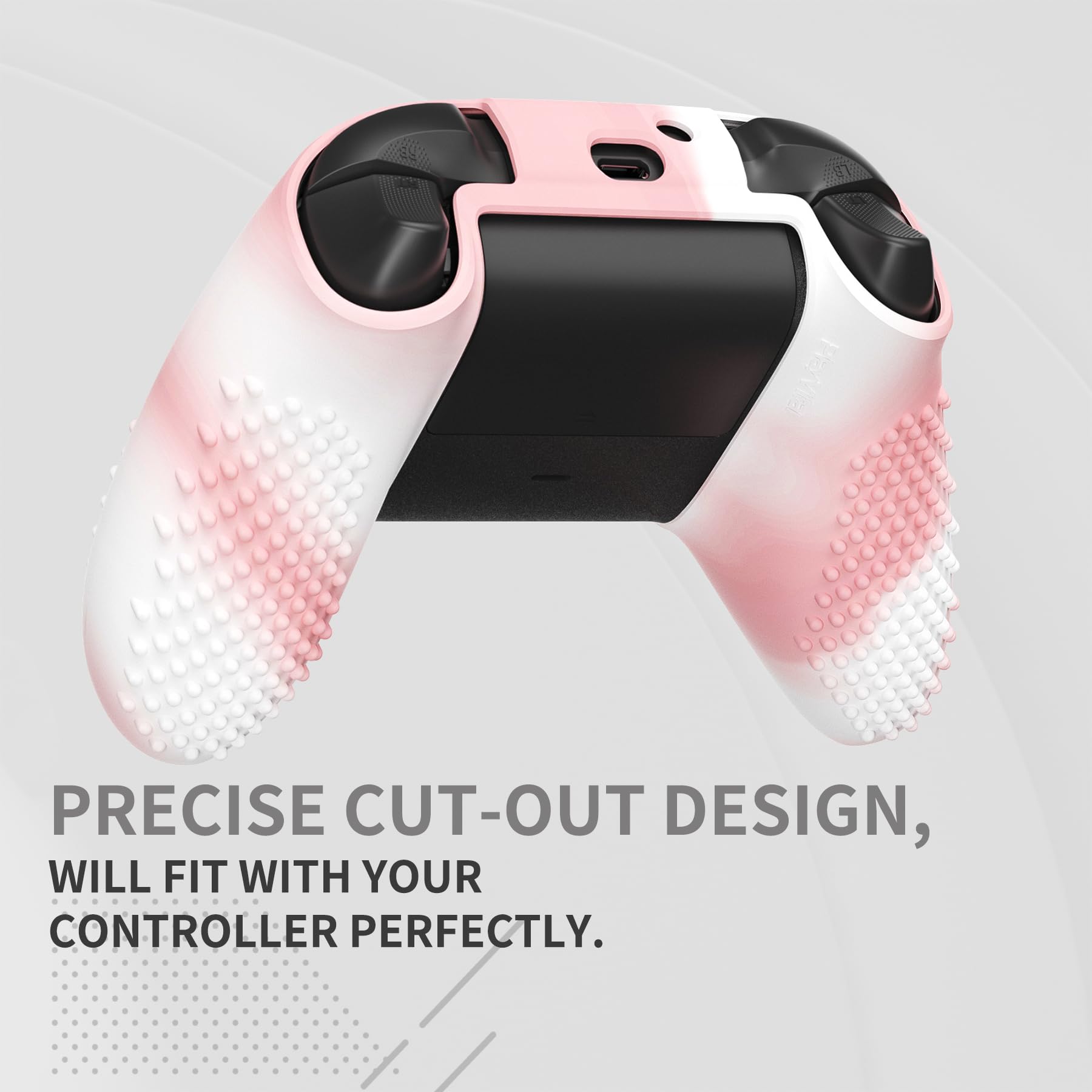 eXtremeRate PlayVital 3D Studded Edition Anti-Slip Silicone Cover Skin for Xbox Series X Controller, Soft Rubber Case Protector for Xbox Series S Controller with Thumb Grip Caps - Pink White - 3