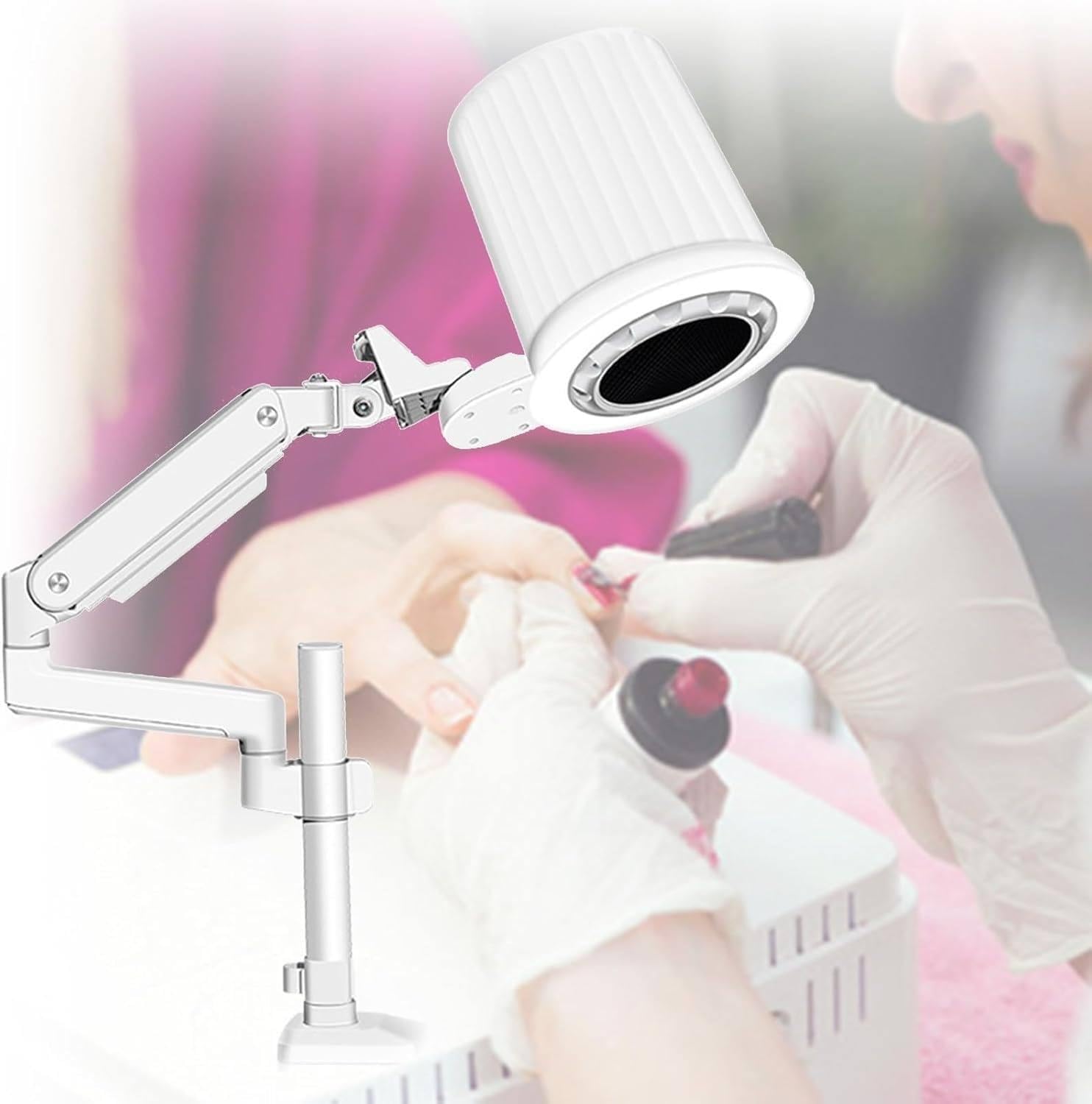 AWAYDD Strong Suction Nail Vacuum Cleaner, 10 Adjustable Wind Speeds,Reusable Filter and Universal Table Mount,for Beauty Salons Manicure Pedicure and Grinding Polishing