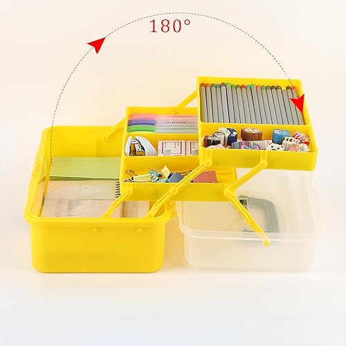Miniatura 10 de BTSKY Caja de almacenamiento divisoria de plástico de 3 capas, organizador de manualidades y almacenamiento con espaciadores ajustables, organizador