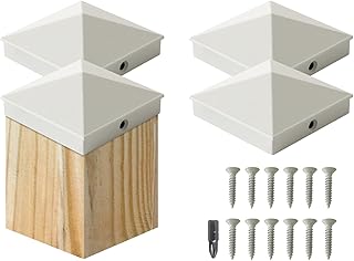 VIVIDA 4x4 Aluminum Post Caps(Actual 3.5" x 3.5"), Metal Fence Post Caps with Waterproof Matte Powder Coated, for Wooden Fence, Deck, Mailbox, Patio, Screw & Driver Bit Included, White, 4 Pack